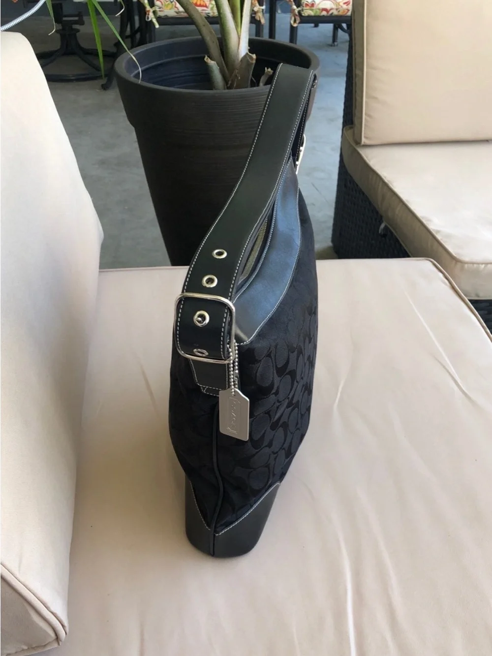 Coach Black Signature Canvas Shoulder Bag
